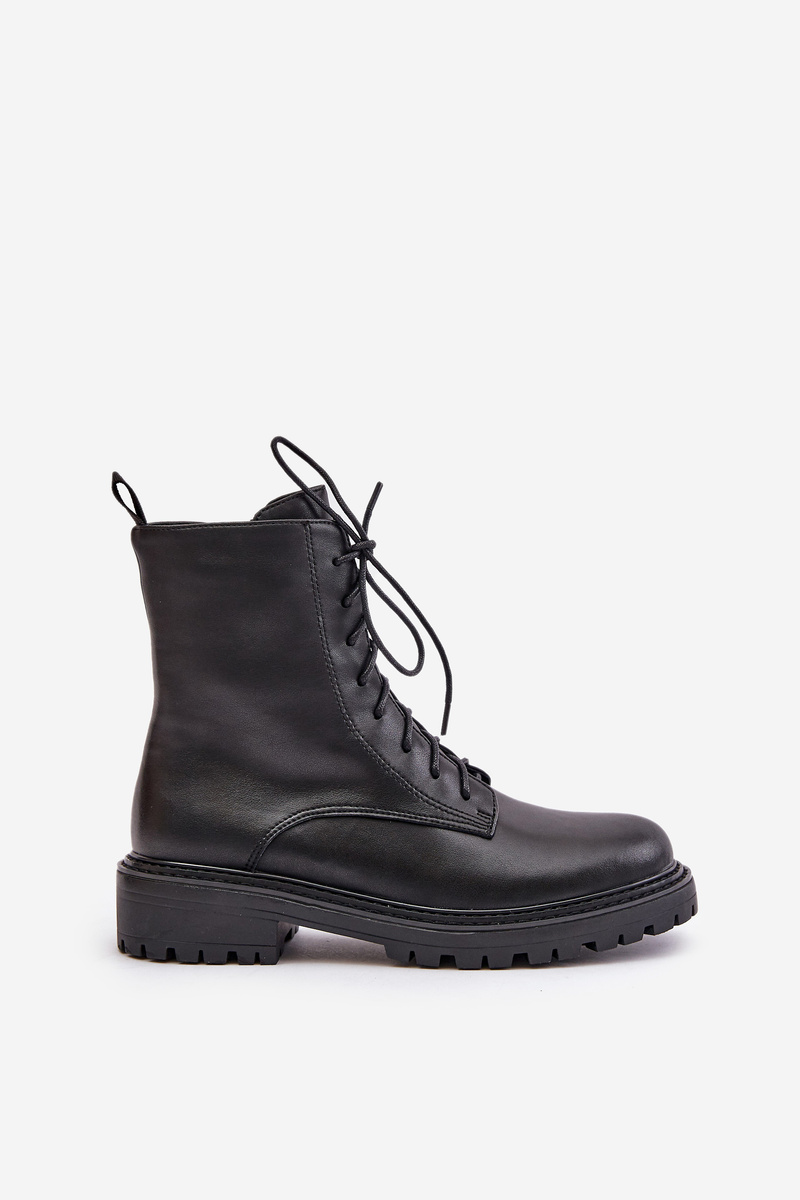 Leather ankle boots Worker insulated with zip black Elosie