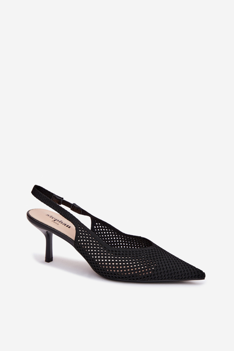 Dámske sandále na podpätku z sieťoviny