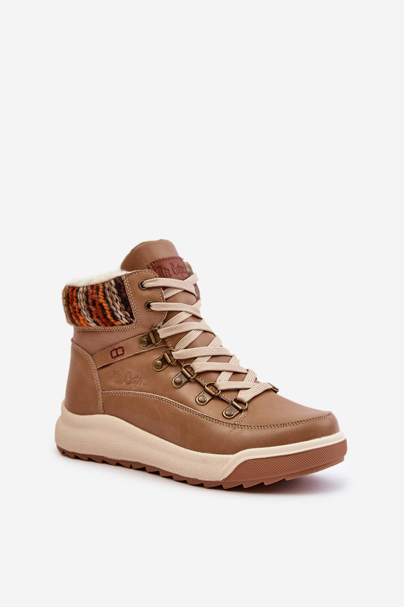 Leather women's insulated ankle boots Lee Cooper beige