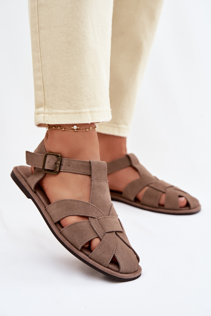 Дамски сандали от естествен велур