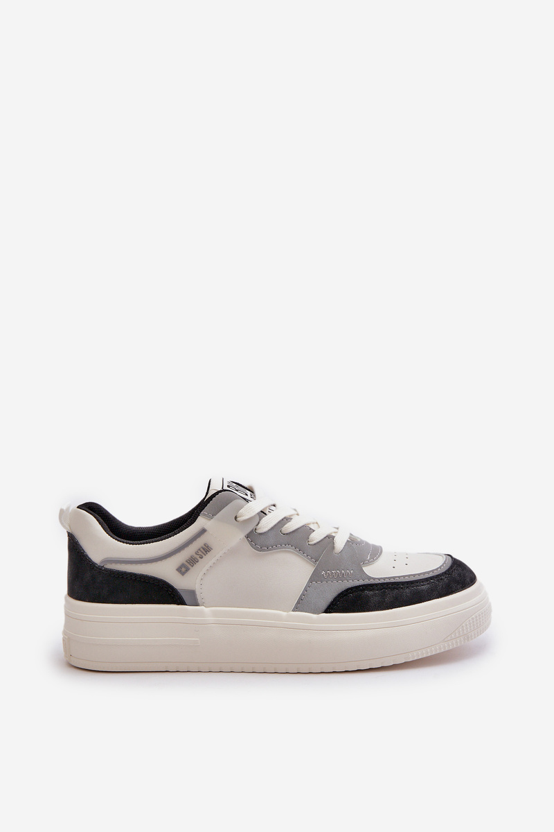 Women's low sneakers made of eco leather Big Star white-gray