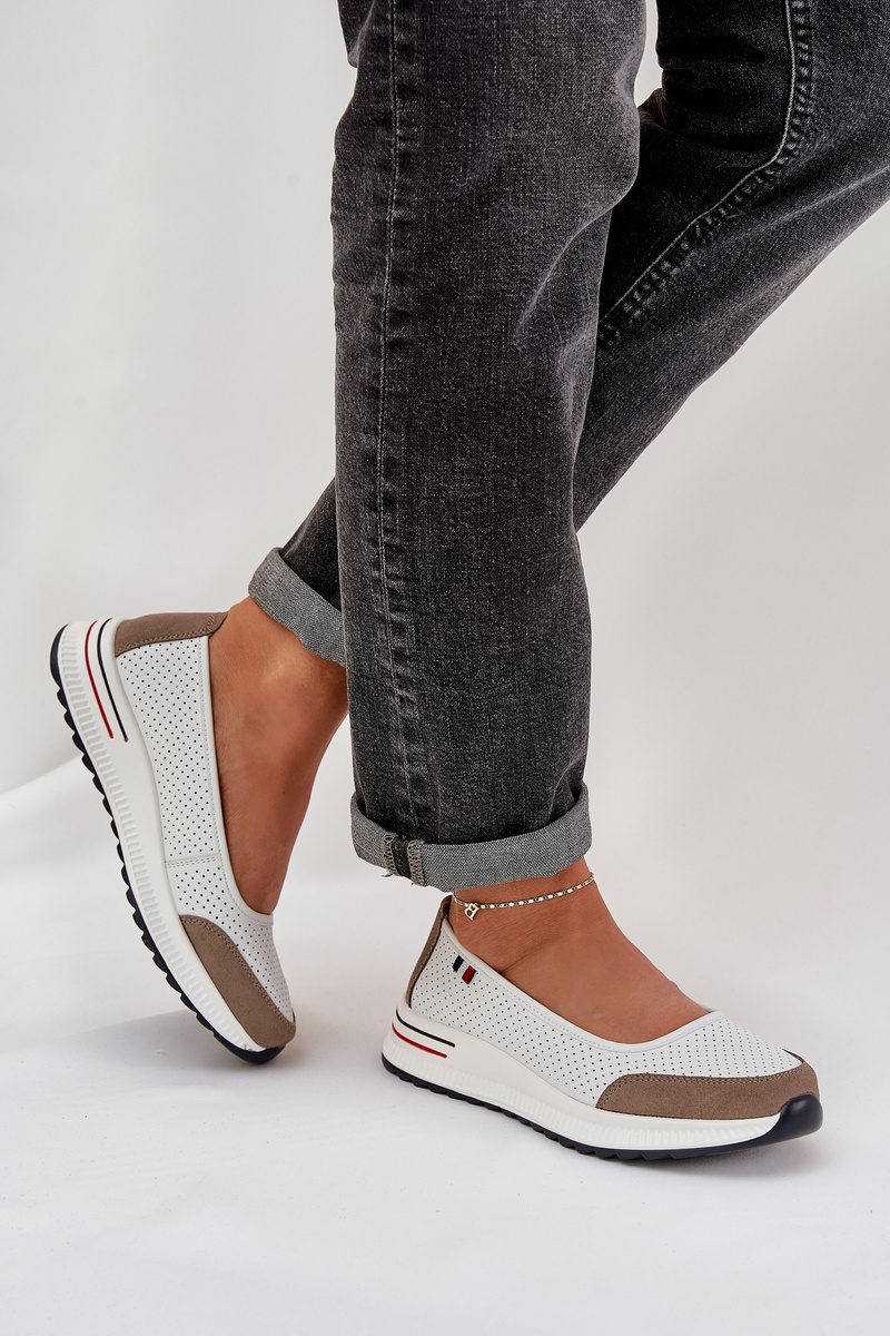 Boto Кожени Балерини На Ток Бели Nelviera