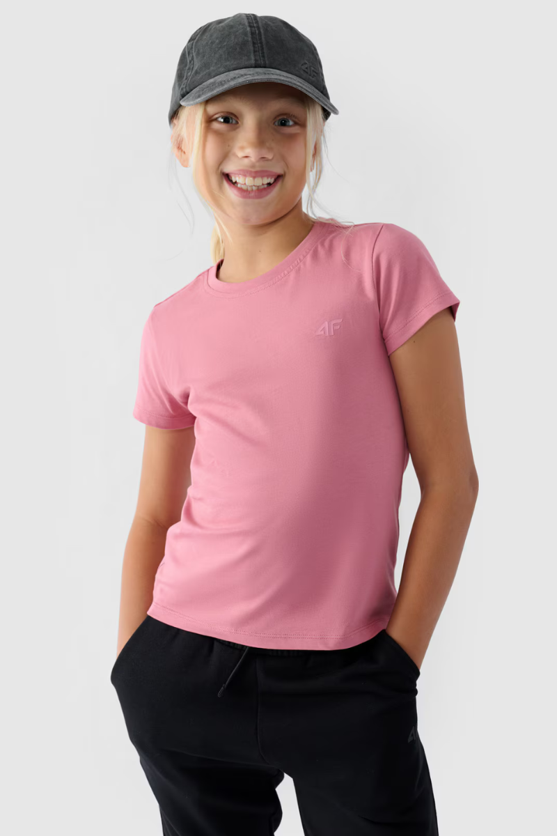 Girl's T-shirt Smooth Cotton Fuchsia 4F 4FJWMM00TTS