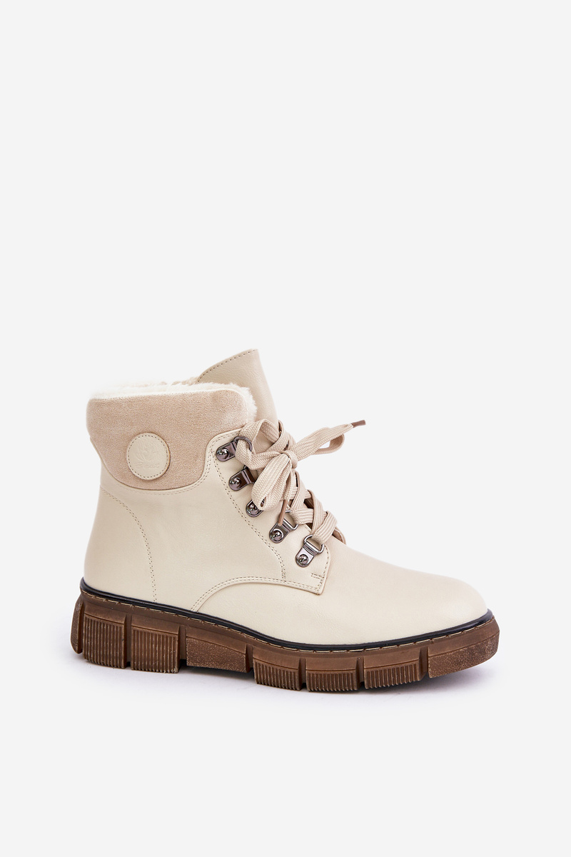 Women's insulated ankle boots with zip beige Mevanisa