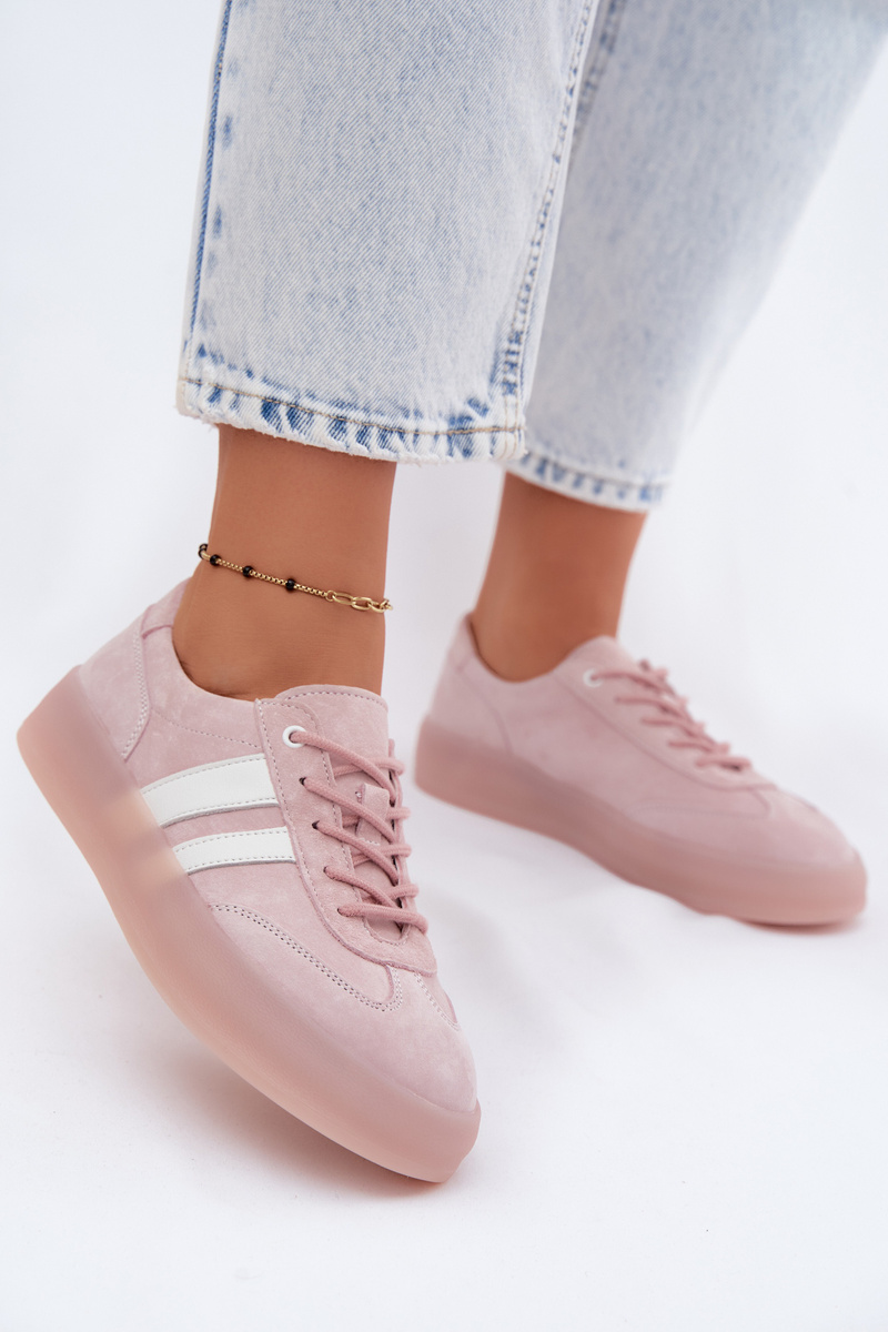 Boto tenisice od brušene kože s platformom, ružičaste boje