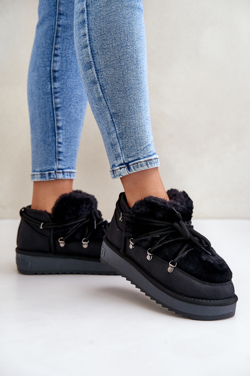 Low platform snow boots with fur D.Franklin DFSH370011 black