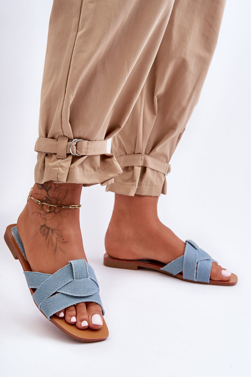 Women&#039;s material sandals light blue Aversa