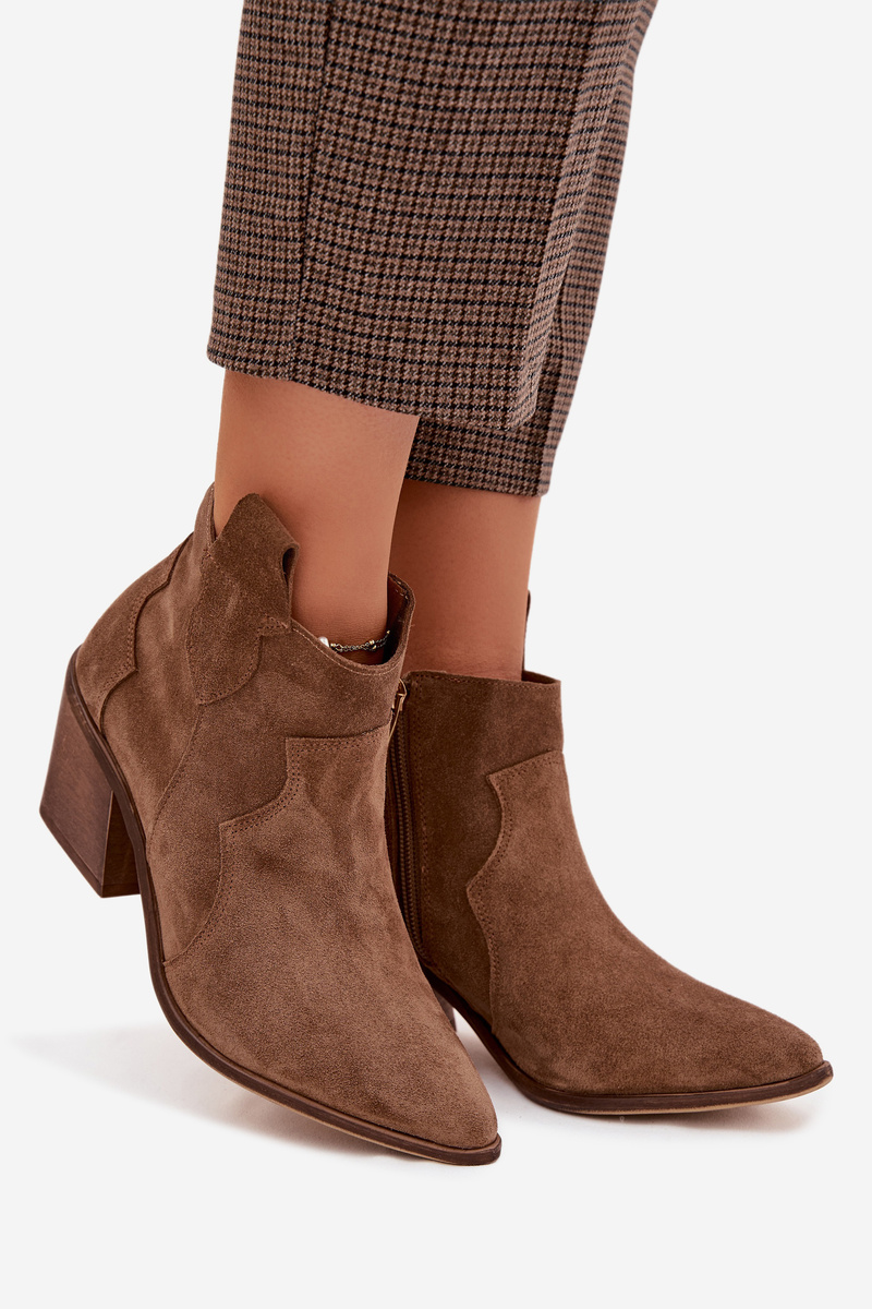 Dámske semišové členkové čižmy Zazoo 3153 khaki