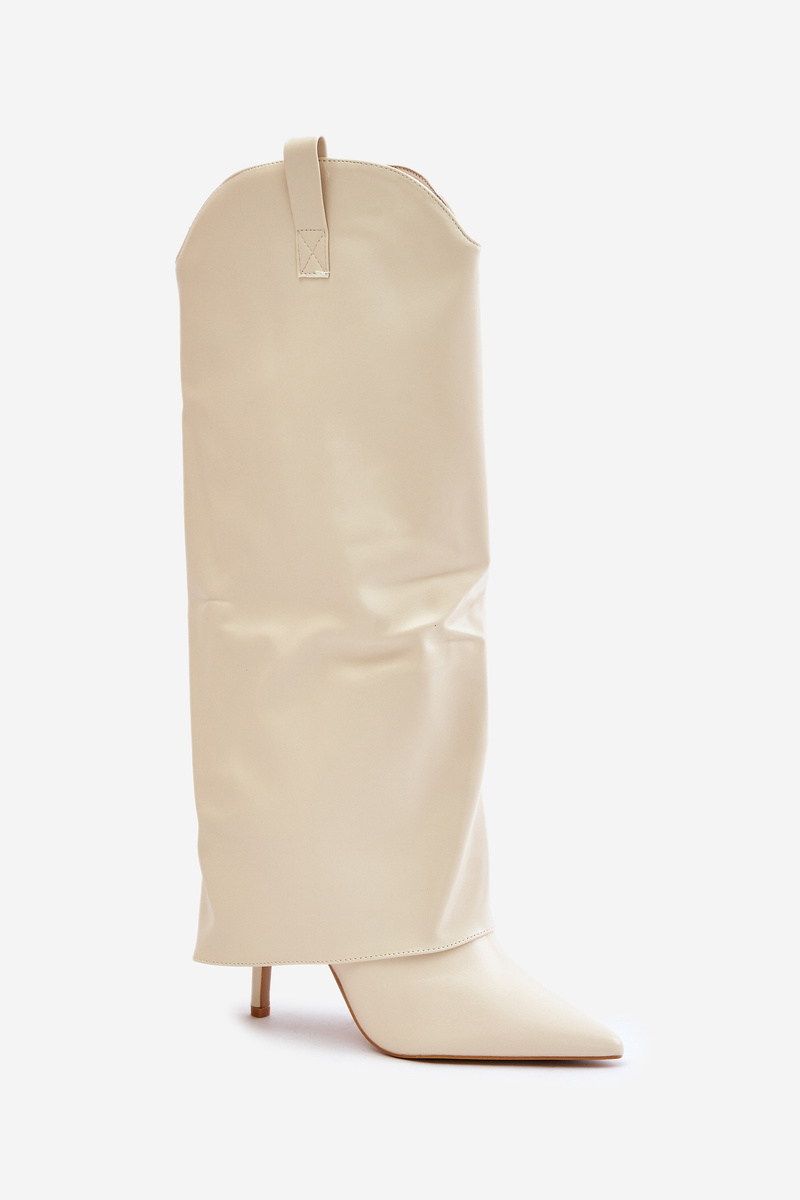 Stiletto heel boots with a bent upper light beige Bellinna