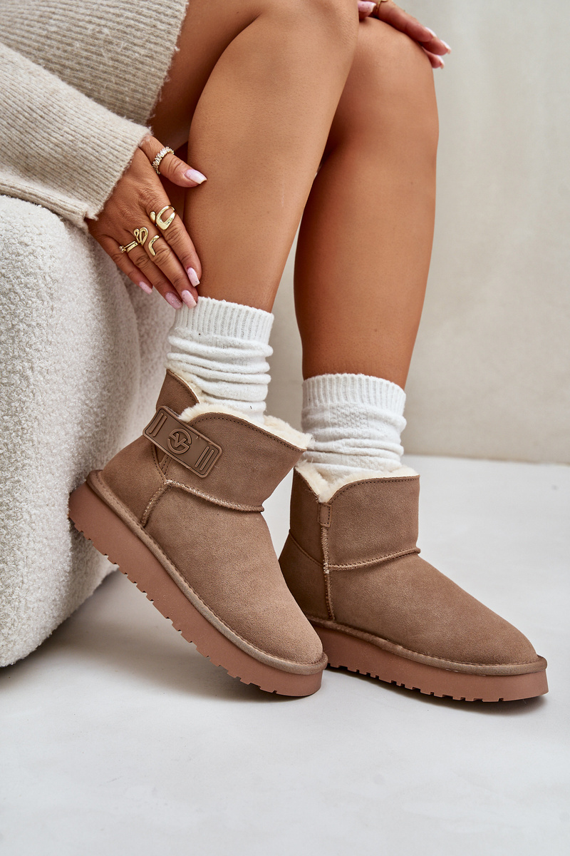 Leather suede snow boots with fur Vinceza beige