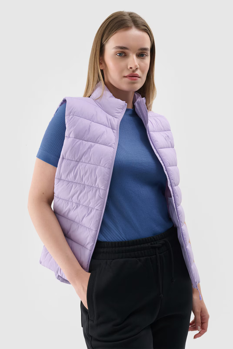 Women's Padded Gilet With Collar 4F Purple 4FWAW24TVJ