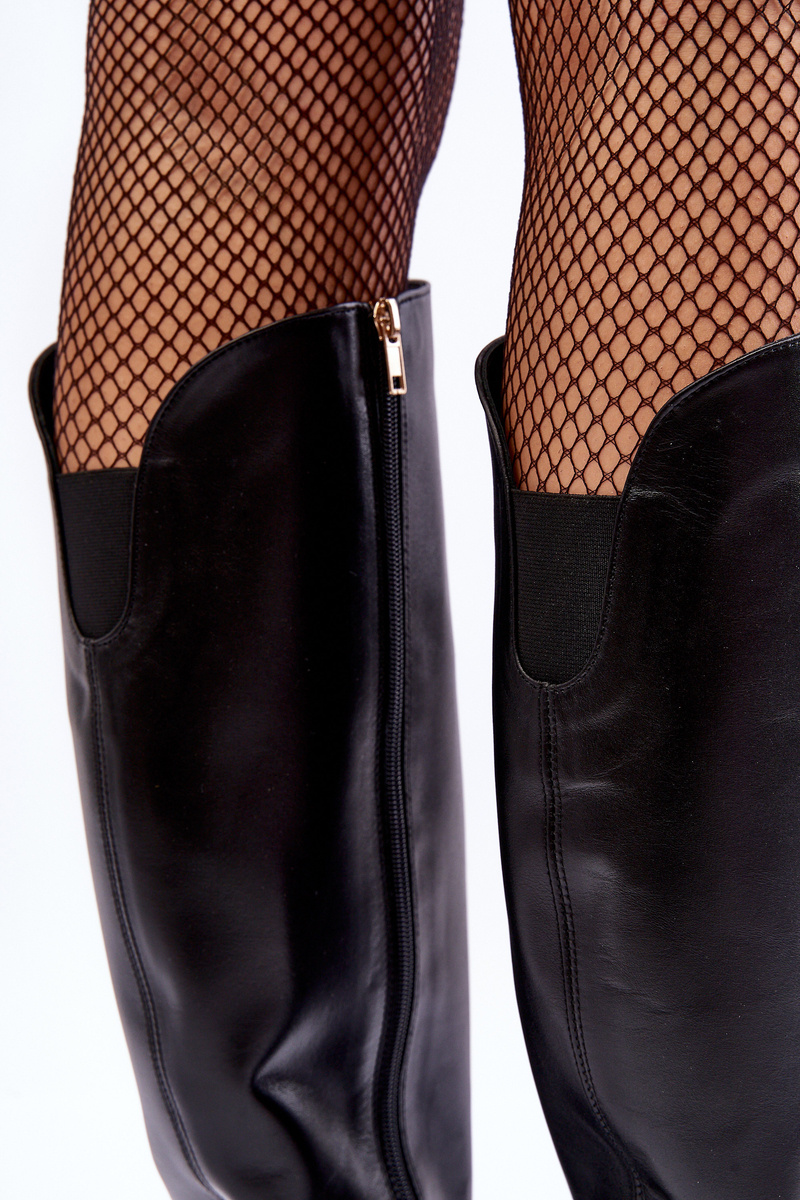 Ghete cu toc din piele pentru femei Lewski