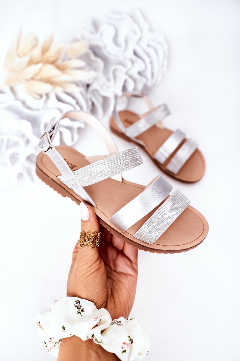 FR1 Children's Shiny Sandals Silver Natalie