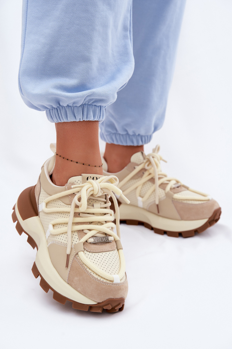 Дамски маратонки от естествена кожа и велур GOE