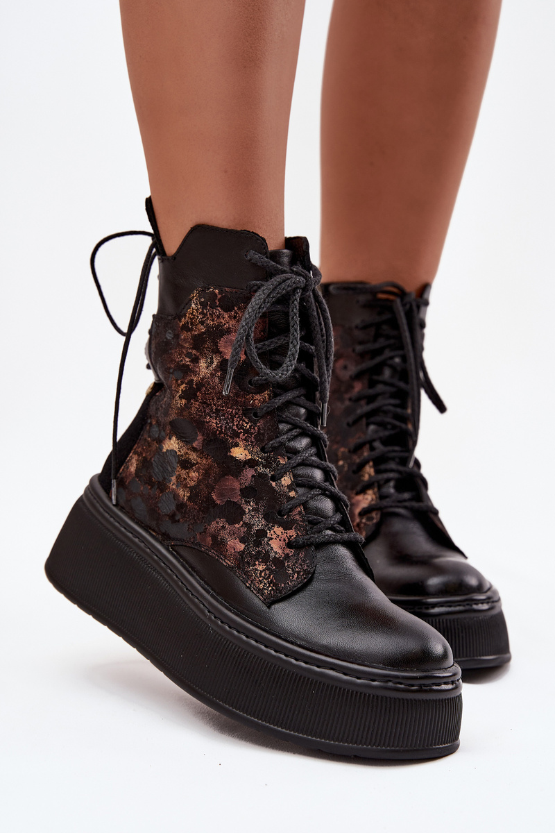 Kožené členkové topánky Maciejka na platforme