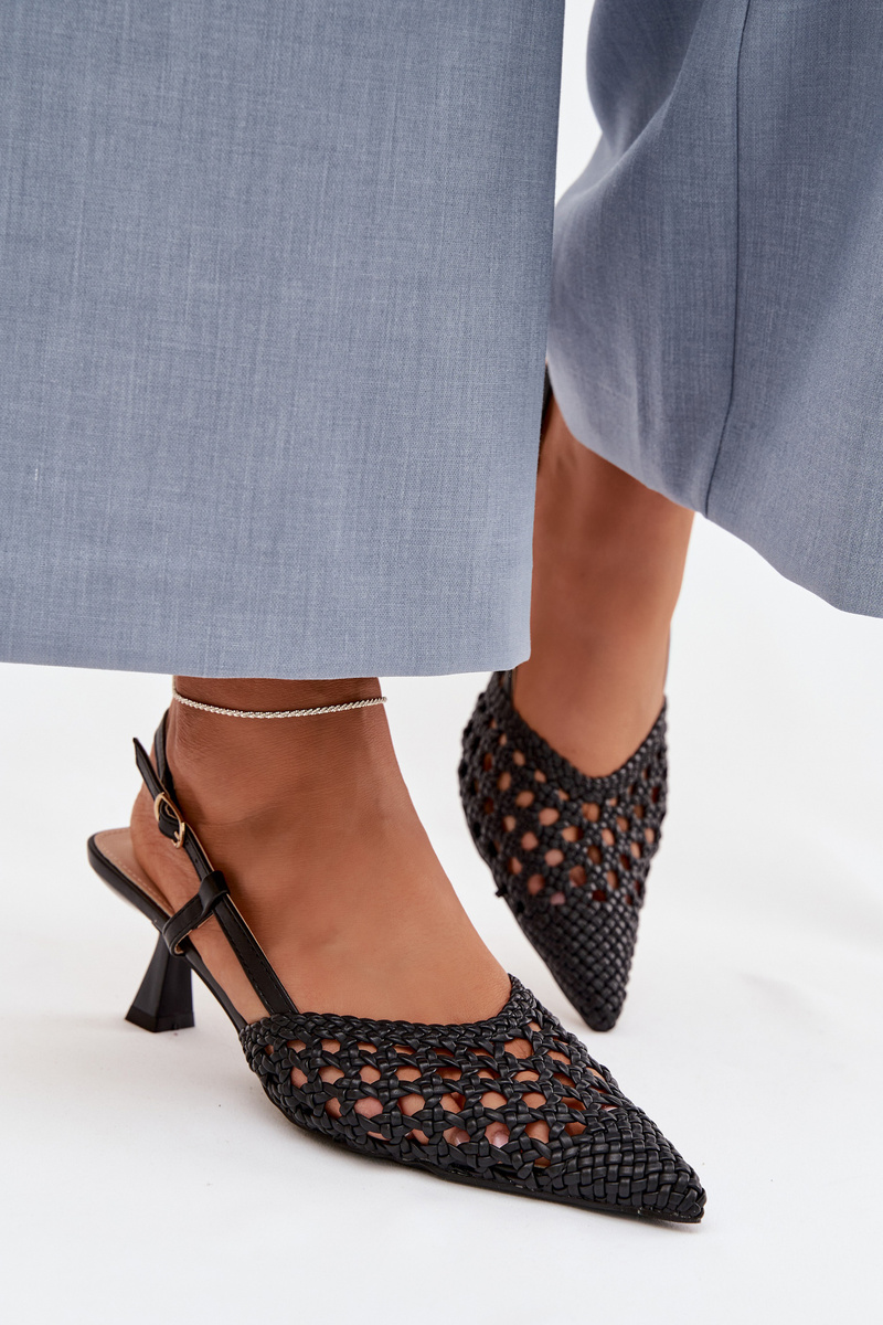 Дамски плетени сандали на ток Boto черни Selinae