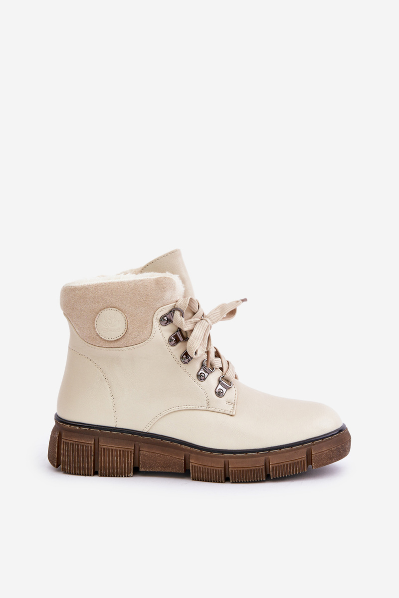 Women's insulated ankle boots with zip beige Mevanisa