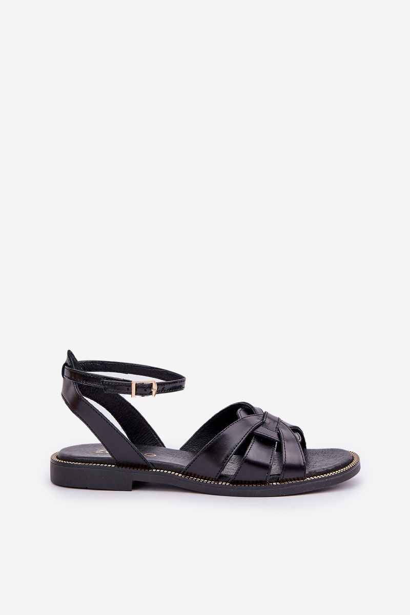 Lewski Shoes Zazoo 40378 Ploché Dámske Kožené Sandále Čierne