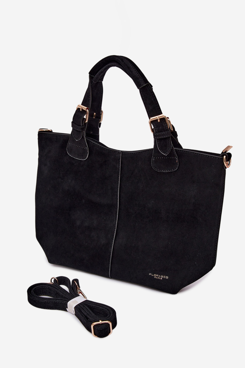 Flora&Co Čierna semišová kabelka