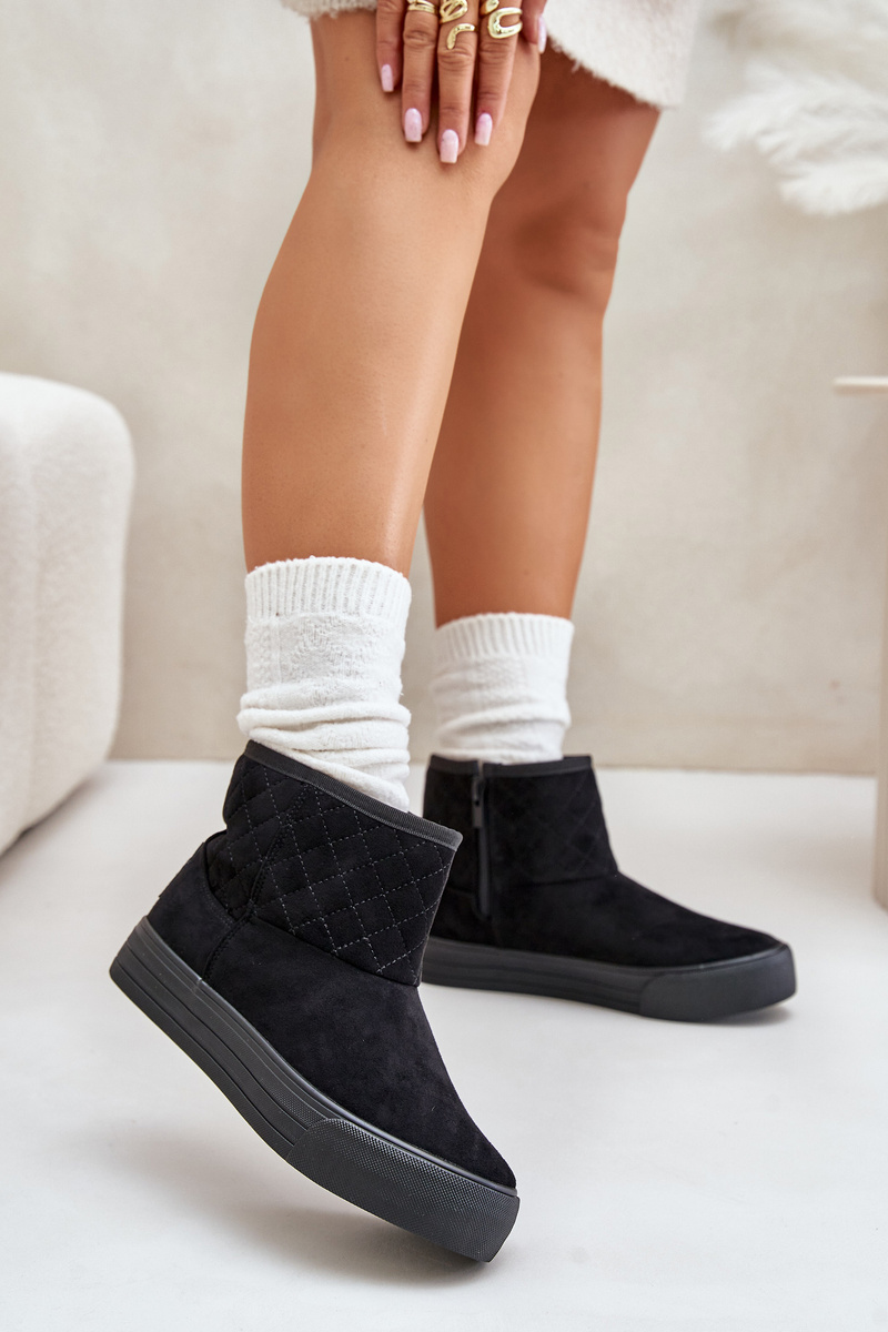 Ankle snow boots with zip insulated with fur Big Star black