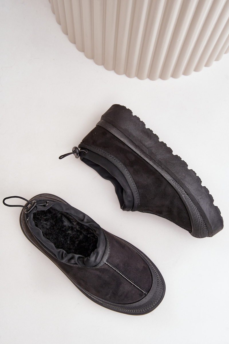 Women&#039;s Platform Snow Boots With Low Shaving Black Izamine