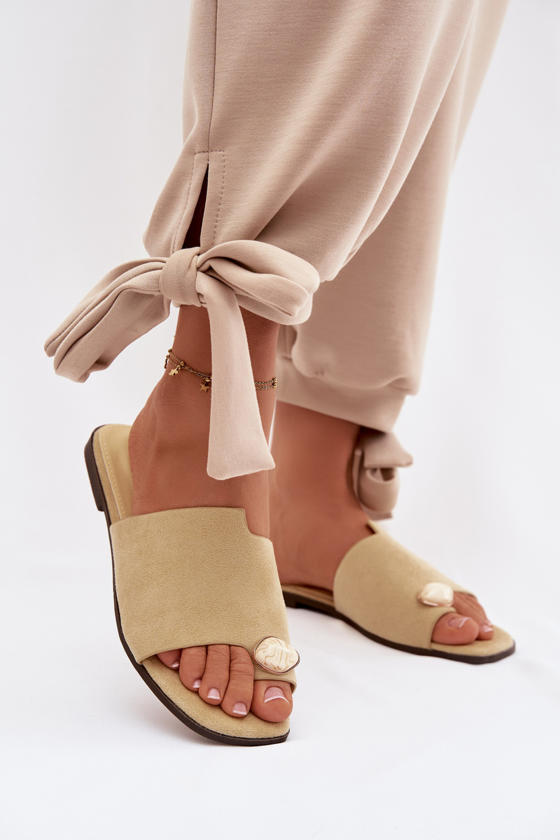 Дамски жълти еко велурени чехли Selavine