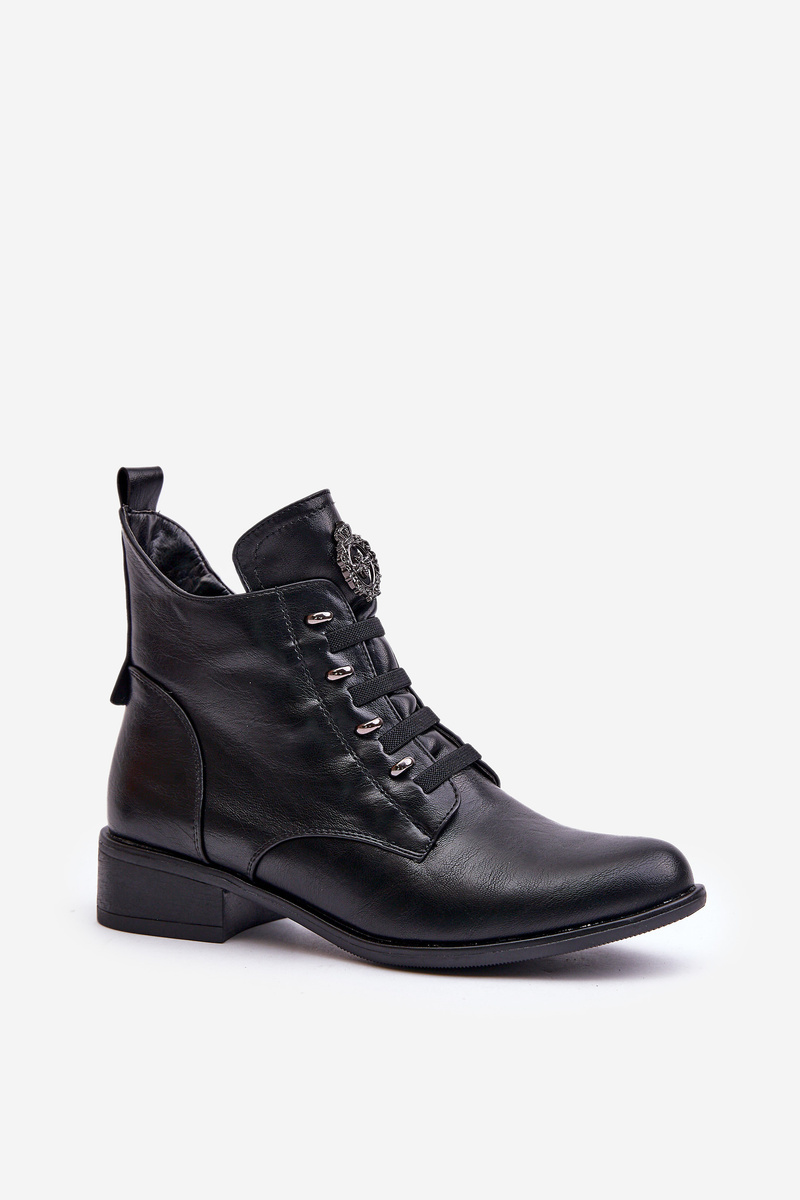 Low insulated ankle boots with zipper with black decoration Nevalia