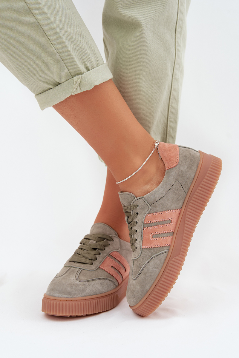 Dámske tenisky z prírodného semišu zelené Delyssia