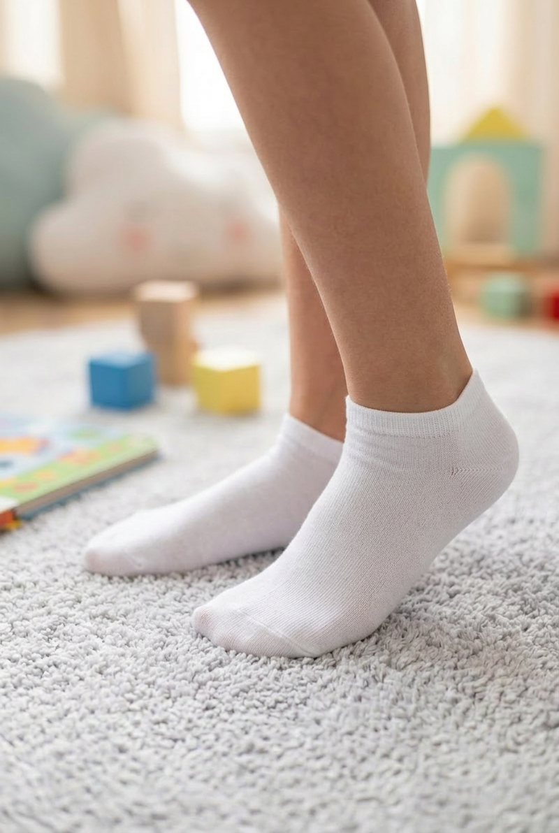 Детски бели чорапи до глезена Милена