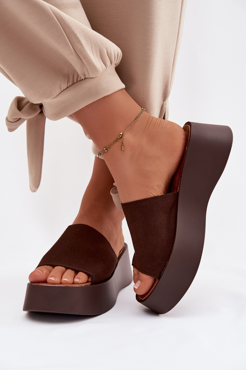 Дамски сандали на платформа шоколад Liorisse