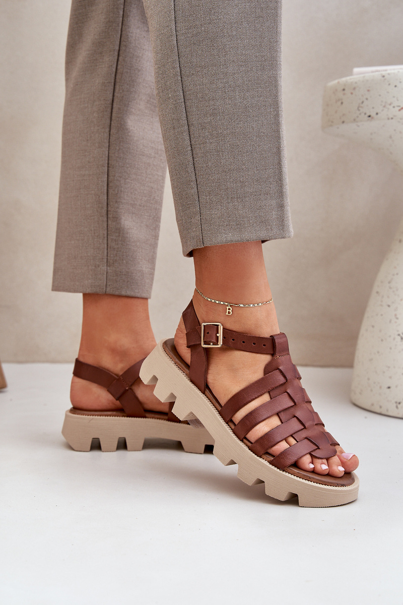 Lewski Shoes Kožené Dámske Sandále Zazoo 3695 Hnedé