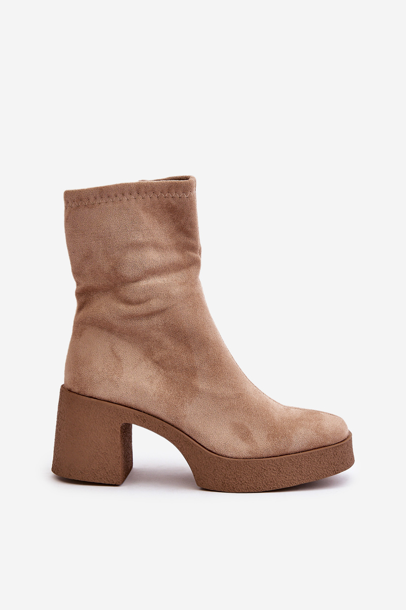 Women's Ankle Boots On Platform With Massive Heel S.Barski Beige