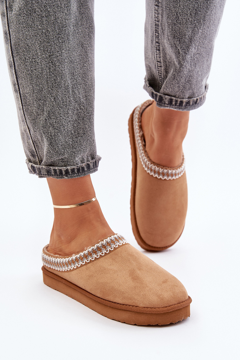 Comfortable home footwear slippers with embroidery women's inblu FX000021 camel