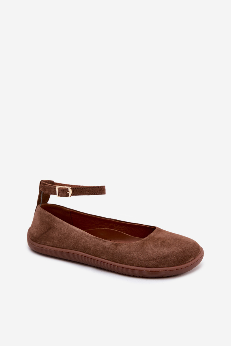 Barefoot baleríny z prírodného semišu Zazoo 020 hnedé