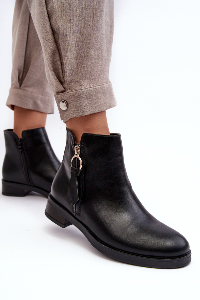 Kožené dámské ploché boty Black Vasica 36