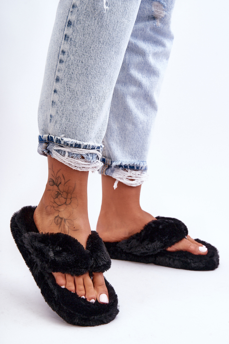 Women&#039;s leather slippers Papcie black Elma
