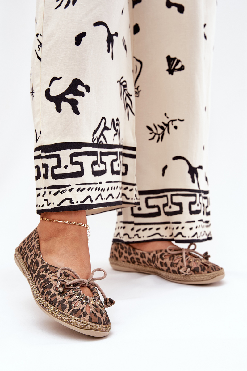 Ploche baleríny z prírodnej kože s leopardím vzorom Zazoo