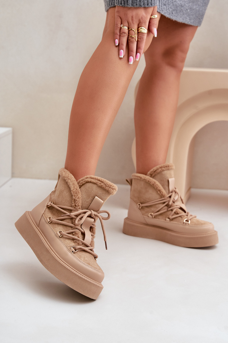 Ankle snow boots on a platform dark beige Tamidra
