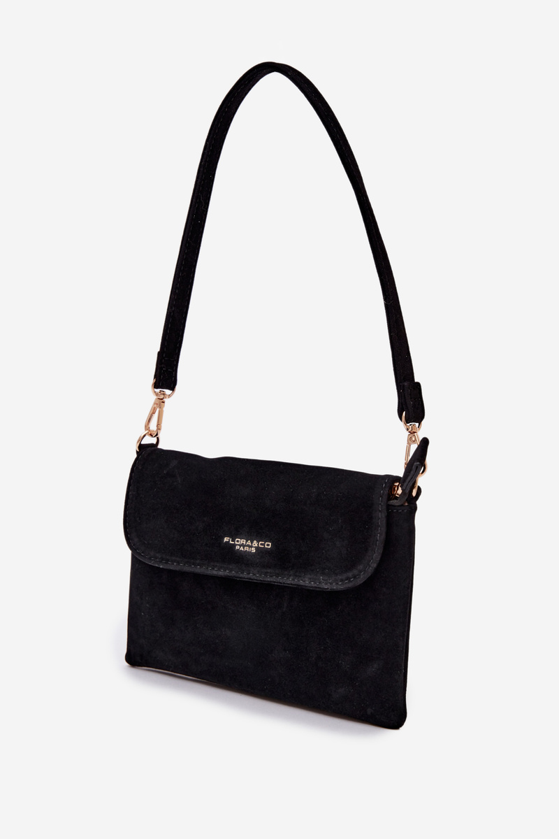 Flora&Co malá crossbody taška z eko semišu čierna