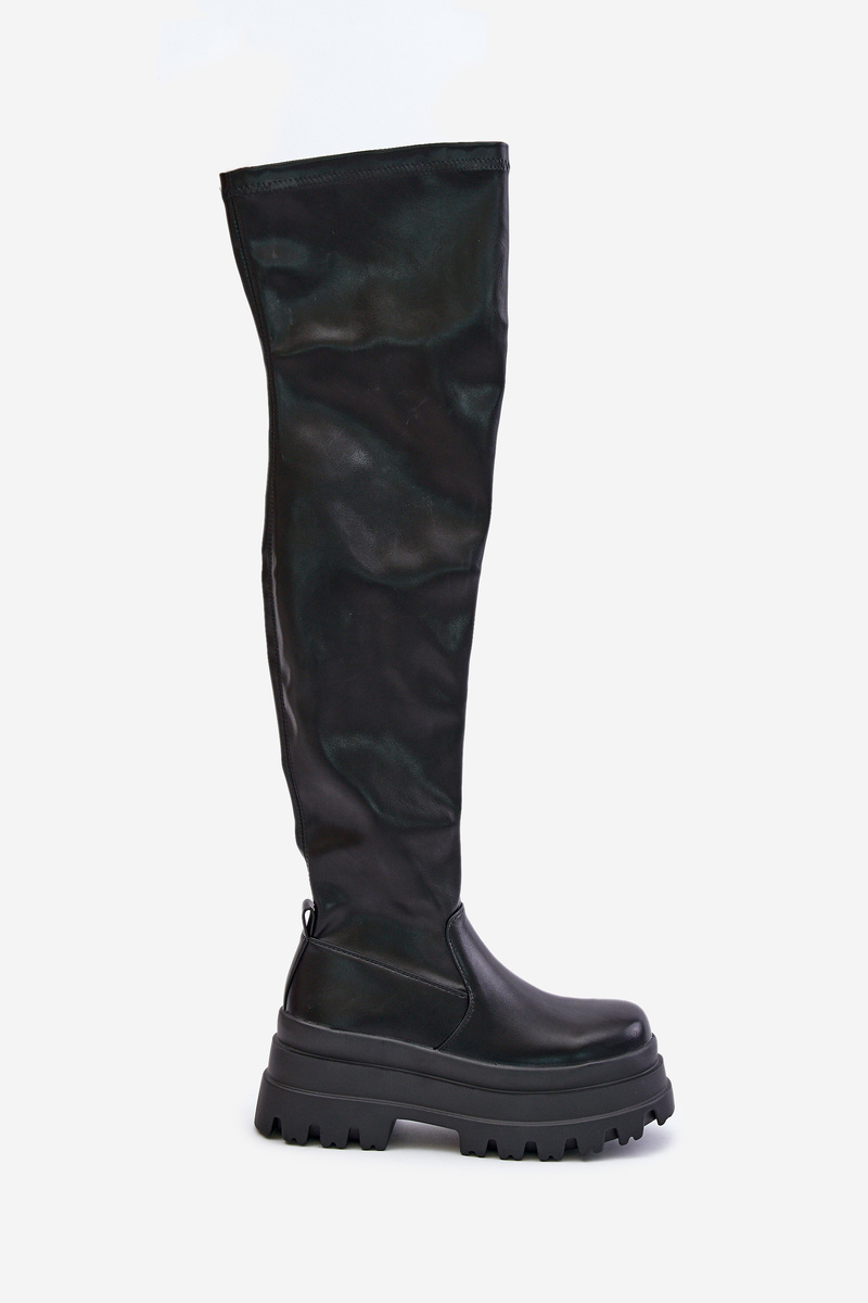 Over-the-knee boots on a massive platform black zinera