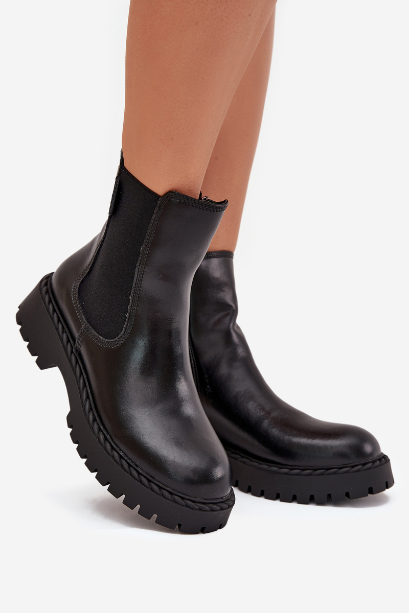 BIG STAR SHOES Kožené Dámske Čižmy S Izoláciou Na Zips Big Star