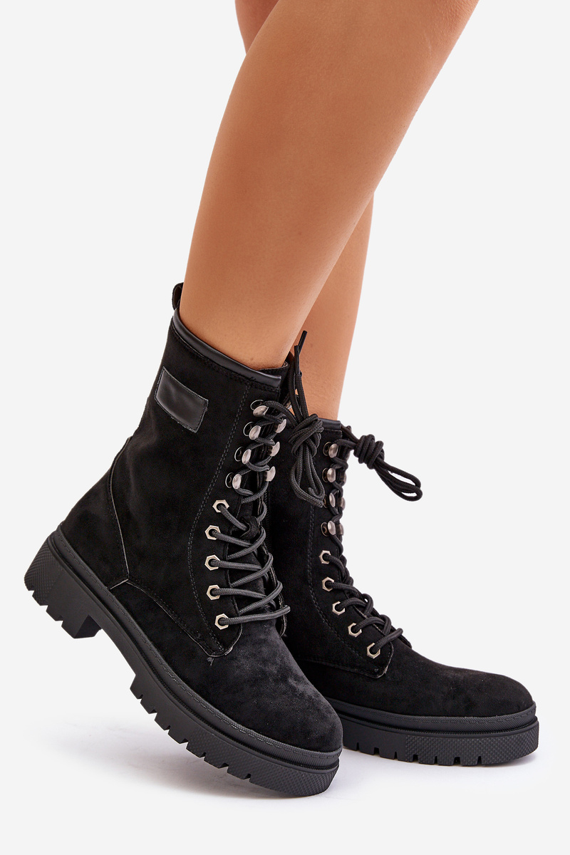 Women's ankle work boots with zip made of eco suede black Savalann