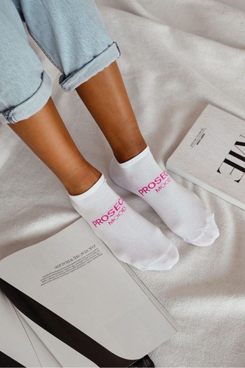 Milena Dámské ponožky PROSECCO MOOD Bílá-Růžová