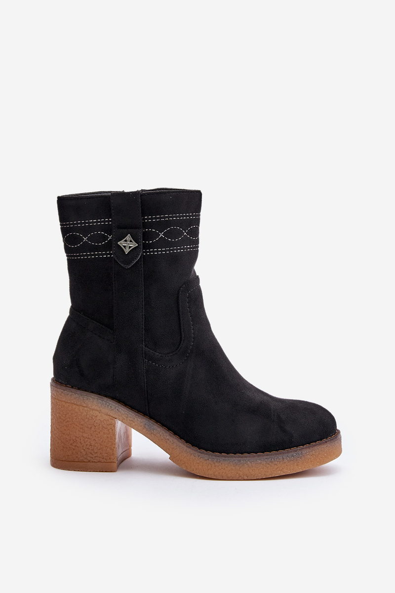 Insulated women's ankle boots on heel black Vailia