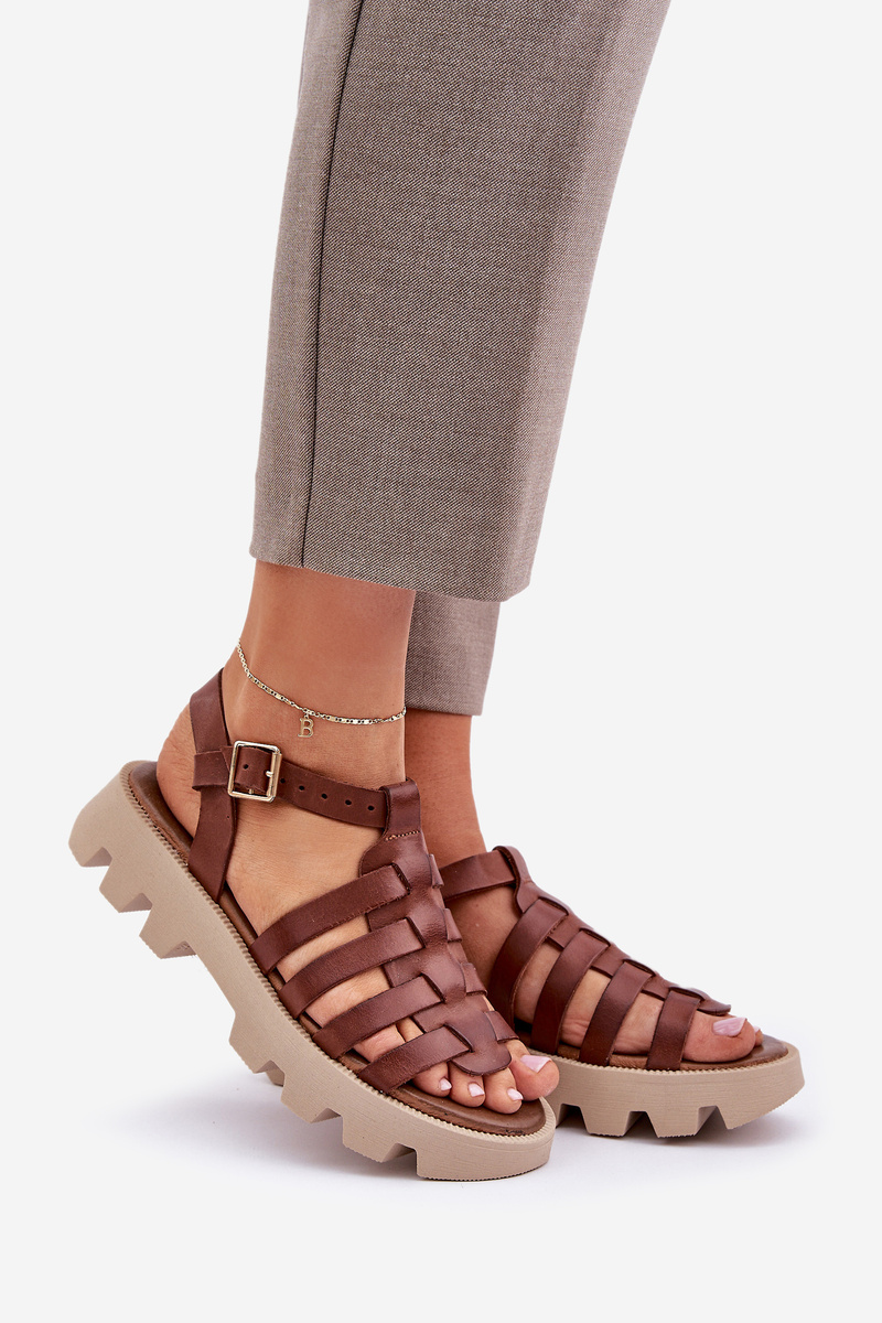 Lewski Shoes Kožené Dámske Sandále Zazoo 3695 Hnedé