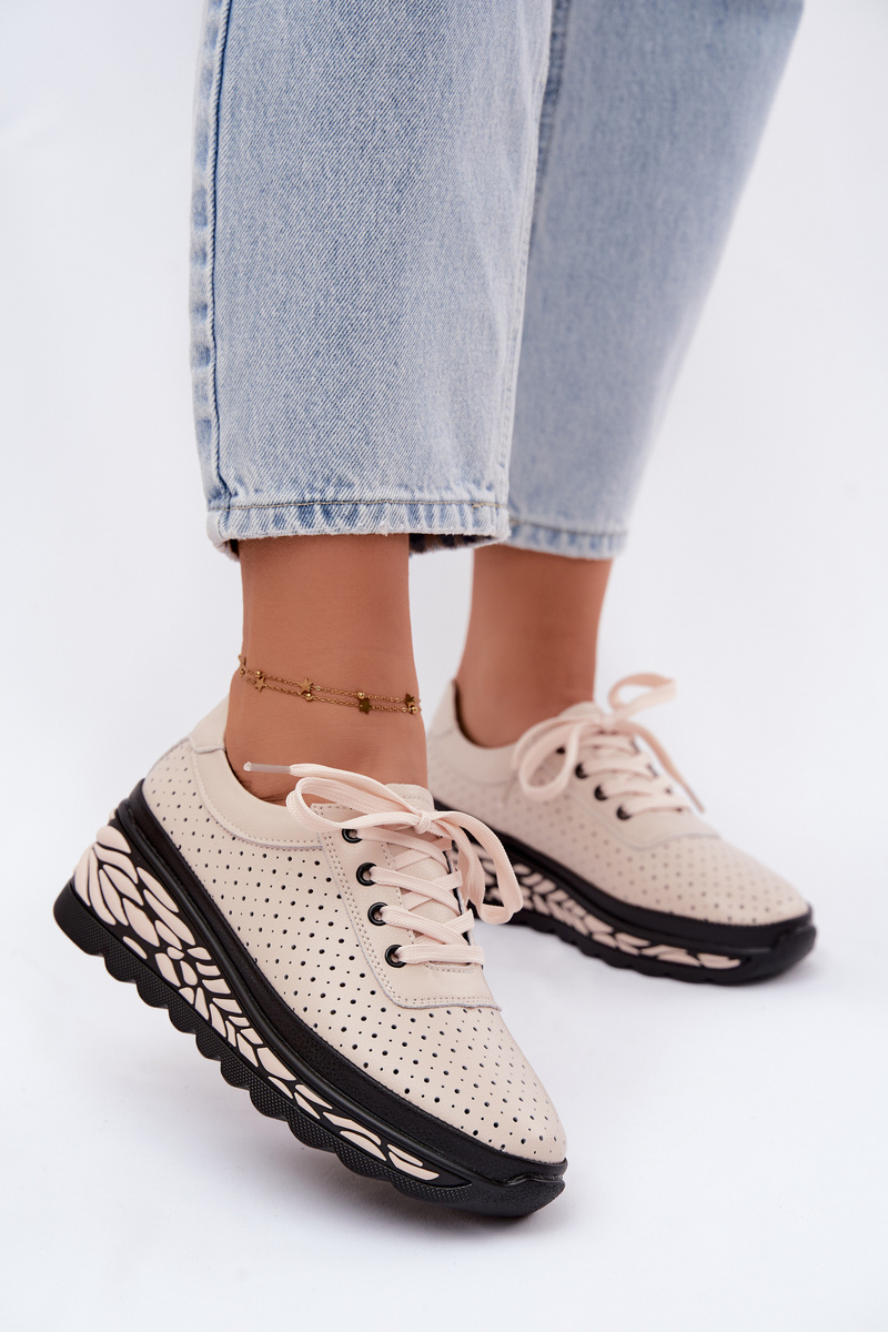 Boto kožené poltopánky na klinovom podpätku béžové