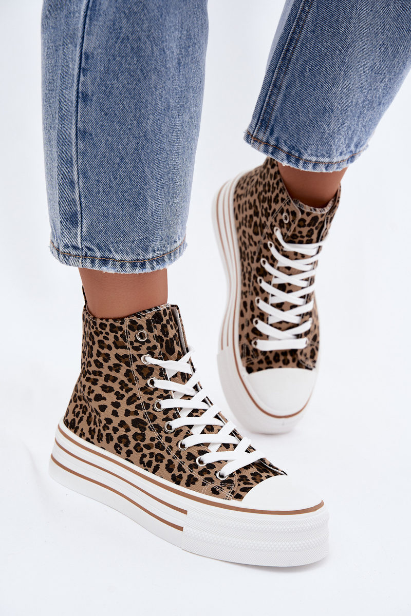 Ženske visoke tenisice s platformom s leopard printom