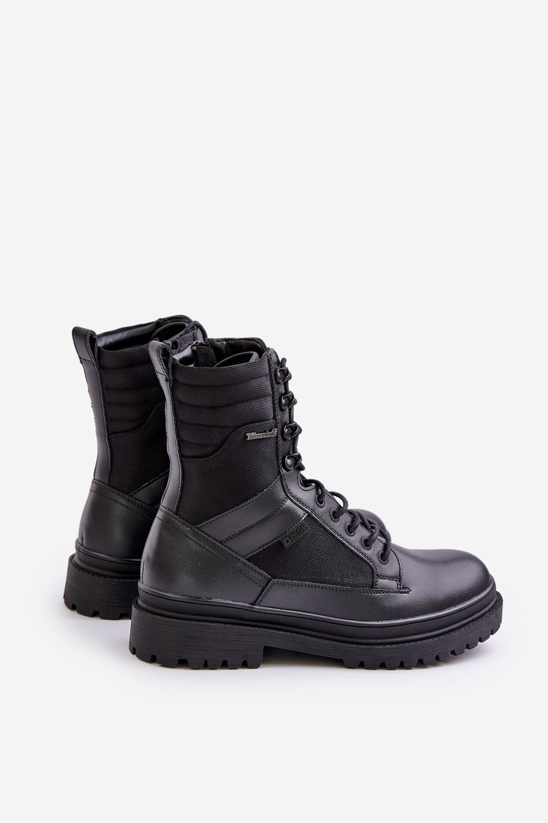 Leather Trapper Ankle Boots Mens Insulated Big Star Black