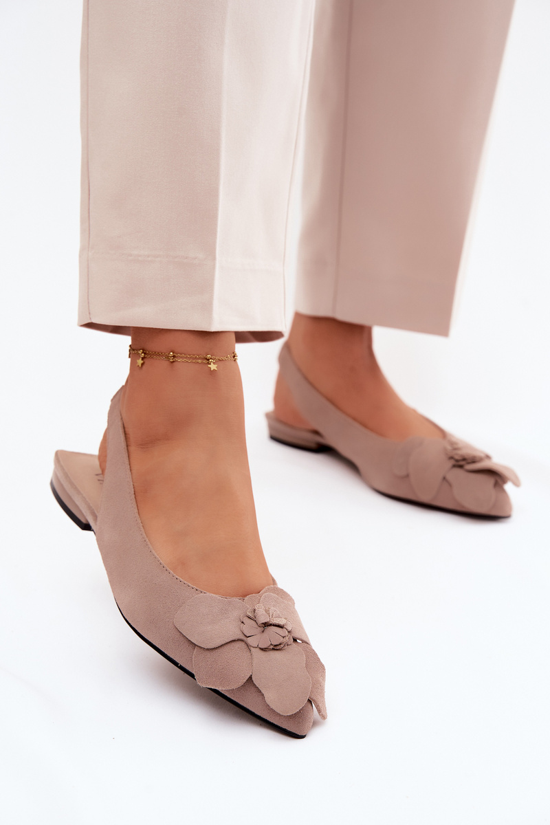 Sandale din piele întoarsă Vinceza cu flori