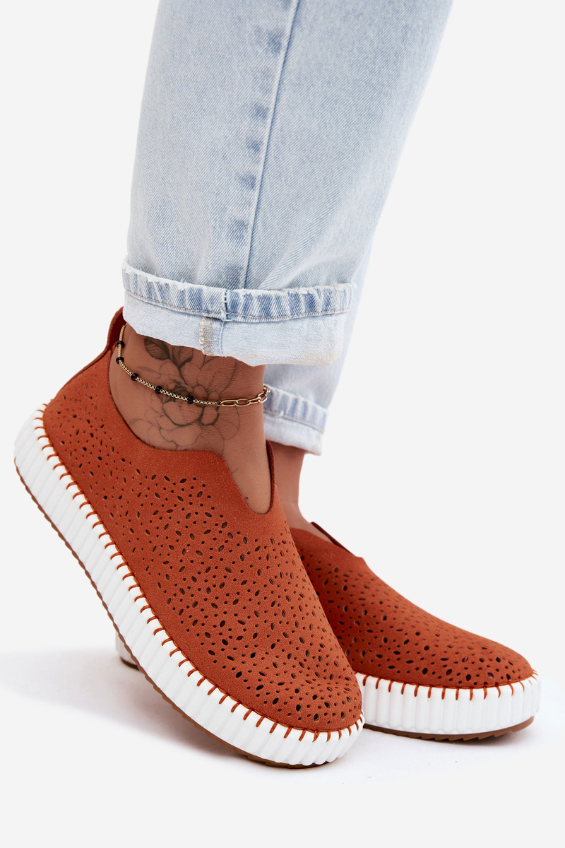 Dámske slip-on topánky na platforme oranžové